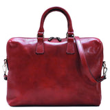 Leather Slim Briefcase Floto Milano red