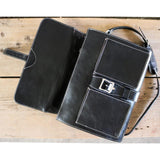 Leather Roller Buckle Briefcase Floto Novella black inside