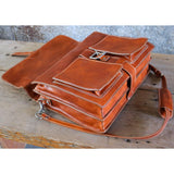 Leather Roller Buckle Briefcase Floto Novella olive inside