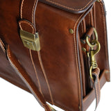 Floto Italian Leather Briefcase attache Trastevere brown close