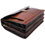 Floto Italian Leather Briefcase Attache Venezia 3 Gusset bottom 2