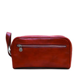 Floto Italian Leather Dopp Toiletry Bag Travel Shave Kit red