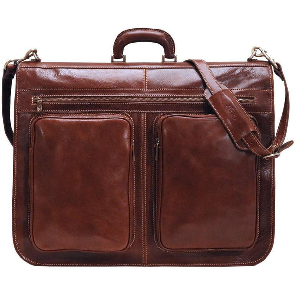 Floto Italian leather garment bag suitcase luggage brown