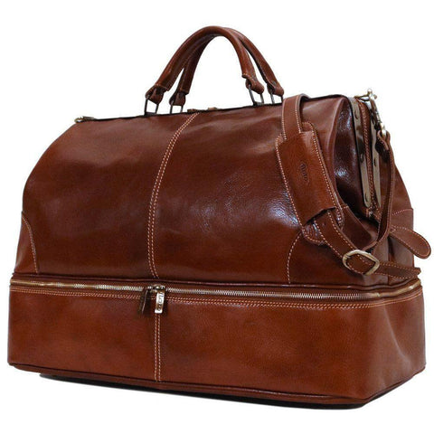 Floto Italian Positano leather gladstone travel duffle bag brown 1