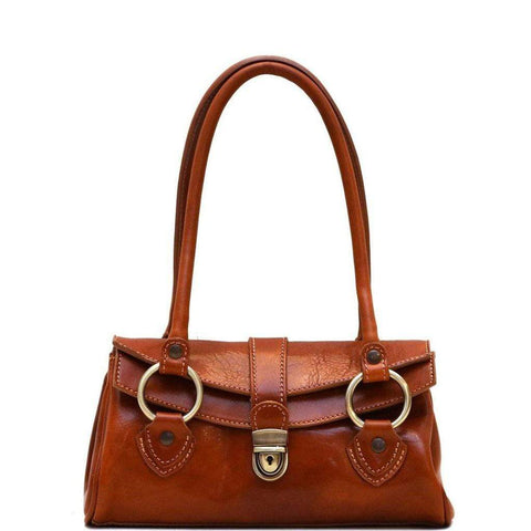 Leather Handbag Floto Corsica vintage classic olive brown