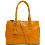 Floto Italian Leather Roma Satchel Shoulder Bag Women's yellow