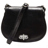 Floto Italian Leather Saddle Bag Cross Body Women's Bag black