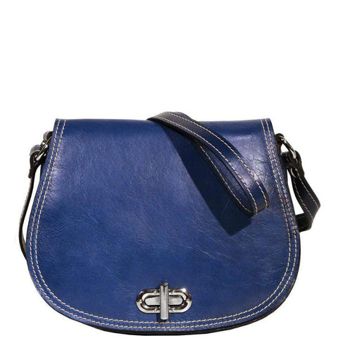 Floto Italian Leather Saddle Bag Cross Body Women's Bag blue 2