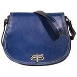 Floto Italian Leather Saddle Bag Cross Body Women's Bag blue