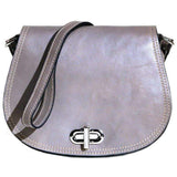 Floto Italian Leather Saddle Bag Cross Body Women's Bag grey