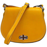 Floto Italian Leather Saddle Bag Cross Body Women's Bag yellow