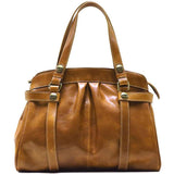 Leather Shoulder Bag Floto Milano Olive Brown