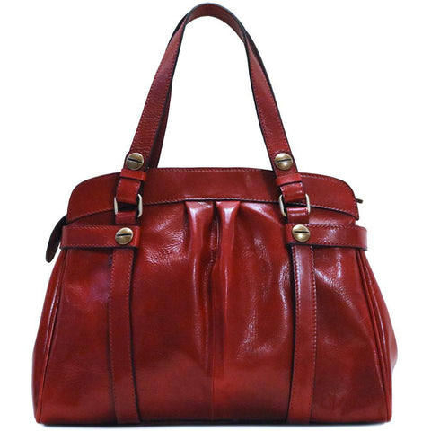 leather shoulder handbag floto milano shoulder bag red