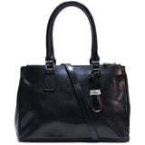 Floto Italian Leather Roma Satchel Shoulder Bag Women's black