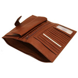 Leather Document Wallet Floto  brown open
