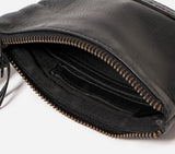 STATUS ANXIETY MELBOURNE WASHED LEATHER POUCH ZIP WALLET BLACK
