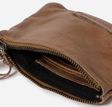 STATUS ANXIETY MELBOURNE WASHED LEATHER POUCH ZIP WALLET TAUPE BROWN
