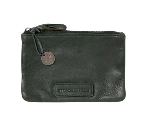 STATUS ANXIETY MELBOURNE WASHED LEATHER POUCH ZIP WALLET PETROL GREEN