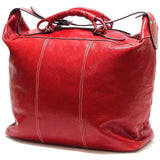 Floto Italian Leather Duffle Travel Tote Bag red