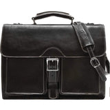 Leather Roller Buckle Briefcase Floto Novella black