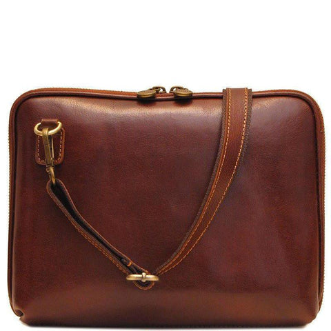 Floto Italian Leather Roma tablet case bag brown 2
