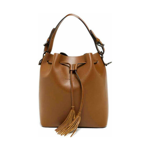 Maison Heritage JILA-CAMEL Leather Bucket Shoulder Bag