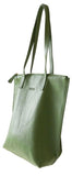 HOOPLA LEATHER SMALL ZIP TOTE BRIGHT GREEN