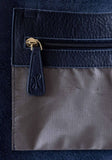 HOOPLA LEATHER SMALL ZIP TOTE NAVY BLUE