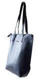 HOOPLA LEATHER SMALL ZIP TOTE NAVY BLUE