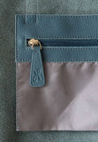HOOPLA LEATHER SMALL ZIP TOTE TEAL BLUE