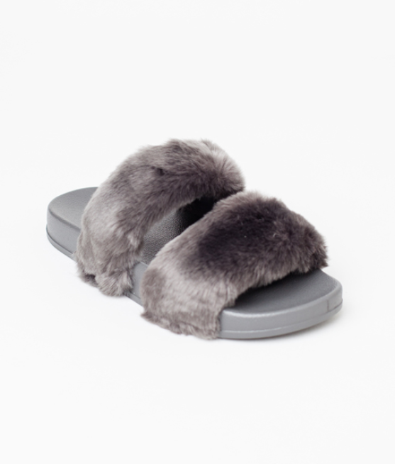 Grey 2025 fur sliders