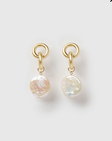 Izoa Juno Earrings Gold Freshwater Pearl