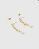 Izoa Midnight Drop Earrings Gold Freshwater Pearl