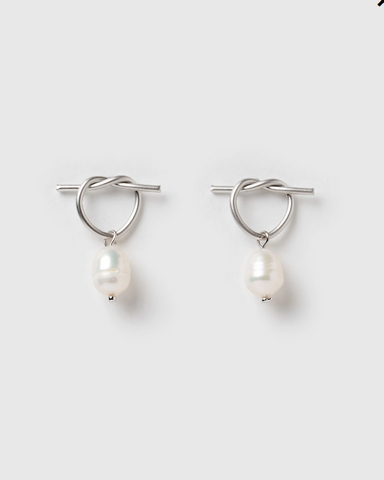 Izoa Rosette Earrings Sterling Silver Freshwater Pearl