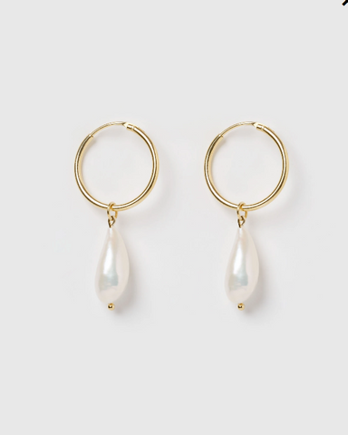 Izoa Swan Song Earrings Gold Freshwater Pearl