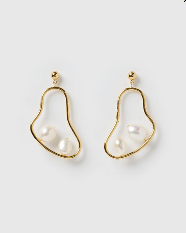 Izoa Mya Earrings Gold Freshwater Pearl