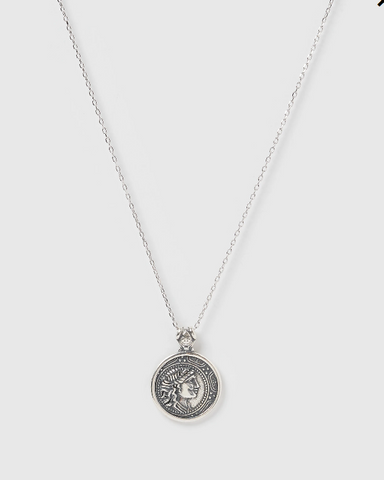 Izoa Coronation Coin Necklace Silver