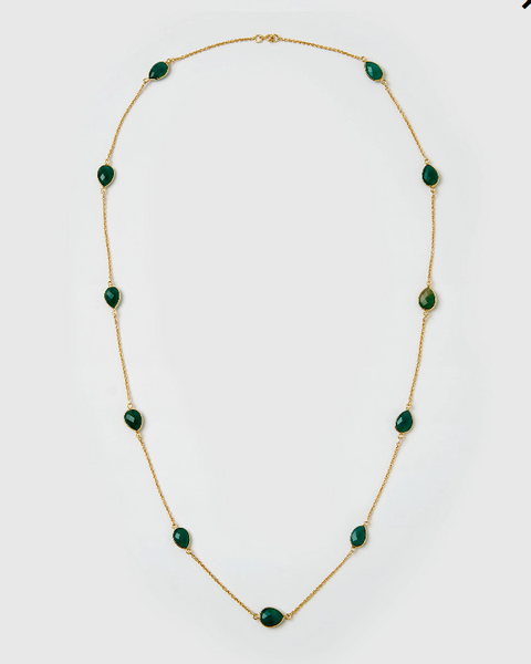 Izoa Harmonia Necklace Gold Green Onyx