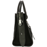 REBECCA MINKOFF Bedford Zip Leather Satchel/Cross Body Bag BLACK/SILVER