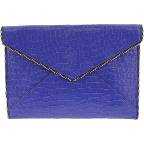 REBECCA MINKOFF Women's Leo Leather Clutch BRIGHT BLUE