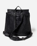 STITCH & HIDE WASHED LEATHER HAMBURG BACKPACK BLACK - FREE WALLET POUCH