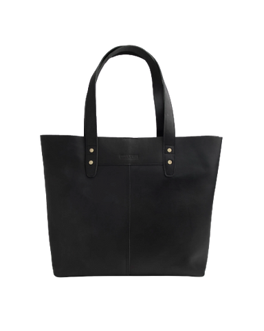 STITCH & HIDE LEATHER EMMA TOTE BAG - CLASSIC COLLECTION - BLACK - FREE WALLET POUCH