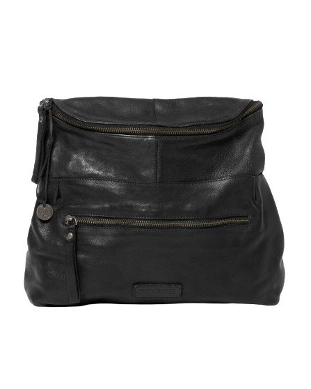 STITCH & HIDE WASHED LEATHER AVALON CROSSBODY BAG BLACK - FREE WALLET POUCH