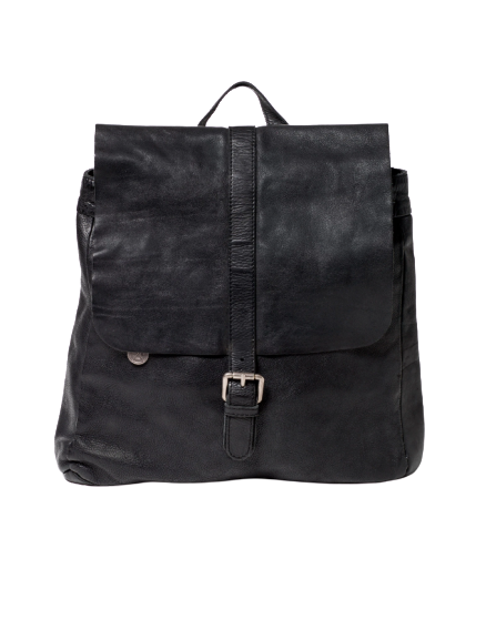 STITCH & HIDE WASHED LEATHER HAMBURG BACKPACK BLACK - FREE WALLET POUCH