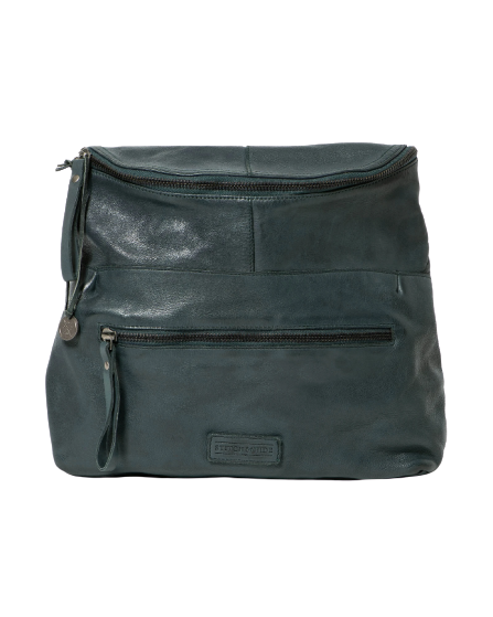 STITCH & HIDE WASHED LEATHER AVALON CROSSBODY BAG PETROL GREEN - FREE WALLET POUCH