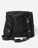 STITCH & HIDE WASHED LEATHER AVALON CROSSBODY BAG BLACK - FREE WALLET POUCH