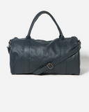 Stitch & Hide Leather Globe Weekender Duffle Bag Deep Sea Blue - FREE WALLET POUCH