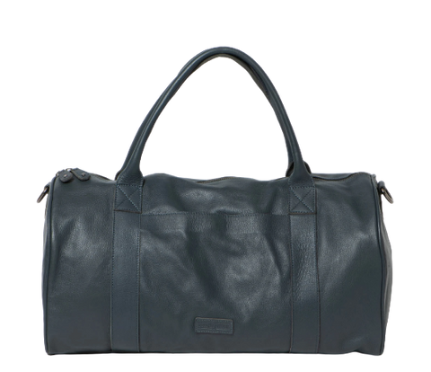 Stitch & Hide Leather Globe Weekender Duffle Bag Deep Sea Blue - FREE WALLET POUCH