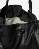 Stitch & Hide Leather Globe Weekender Duffle Bag Black - FREE WALLET POUCH