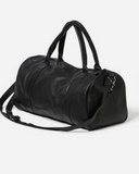 Stitch & Hide Leather Globe Weekender Duffle Bag Black - FREE WALLET POUCH